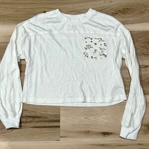 Cleo + Wolf White Floral Pocket Cropped Long Sleeve Shirt Women’s Small